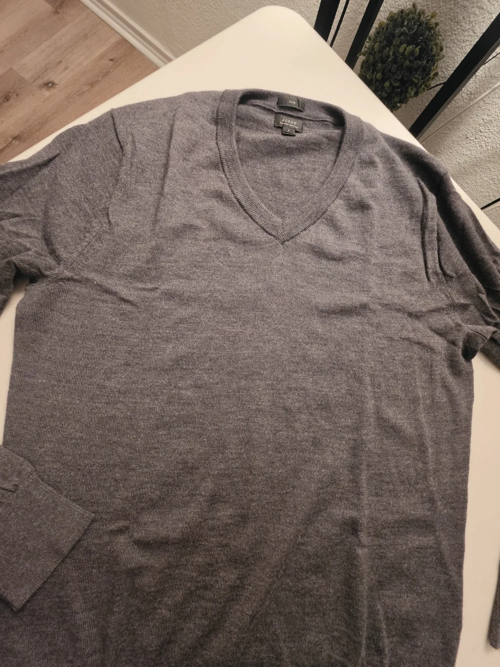 J. Crew Classic V-Neck Merino Sweater in Gray